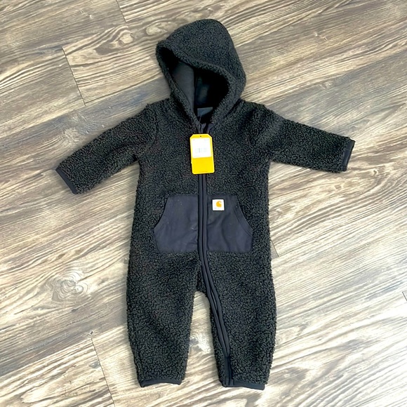 Carhartt Other - Carhartt Fleece Black Zip Front Coverall Size 6 months
